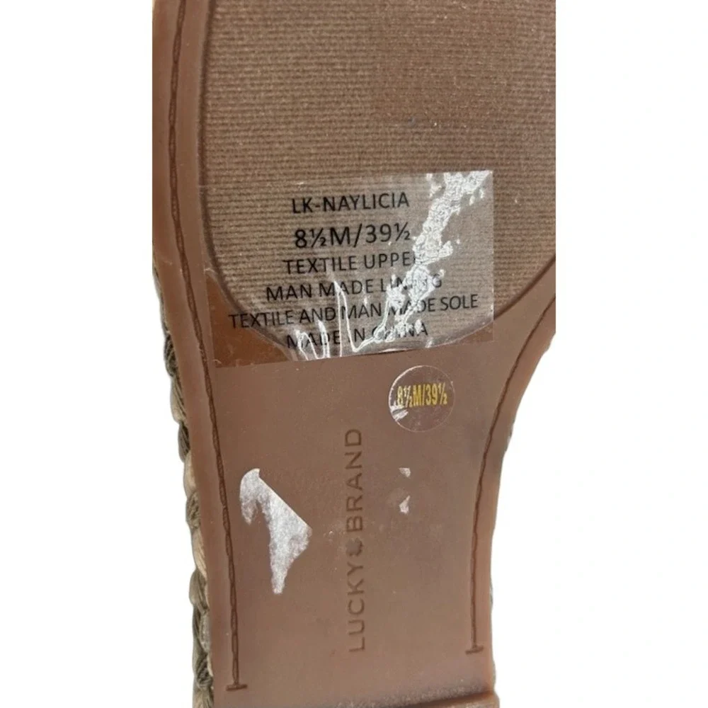 Lucky Brand Naylicia Wedge Sandals Women's Size 8.5 M Beige Espadrille